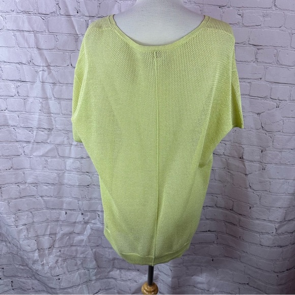 Chico's open Knit sweater Top pull over sz 3 (XL 16) chartreuse yellow green - Picture 3 of 10